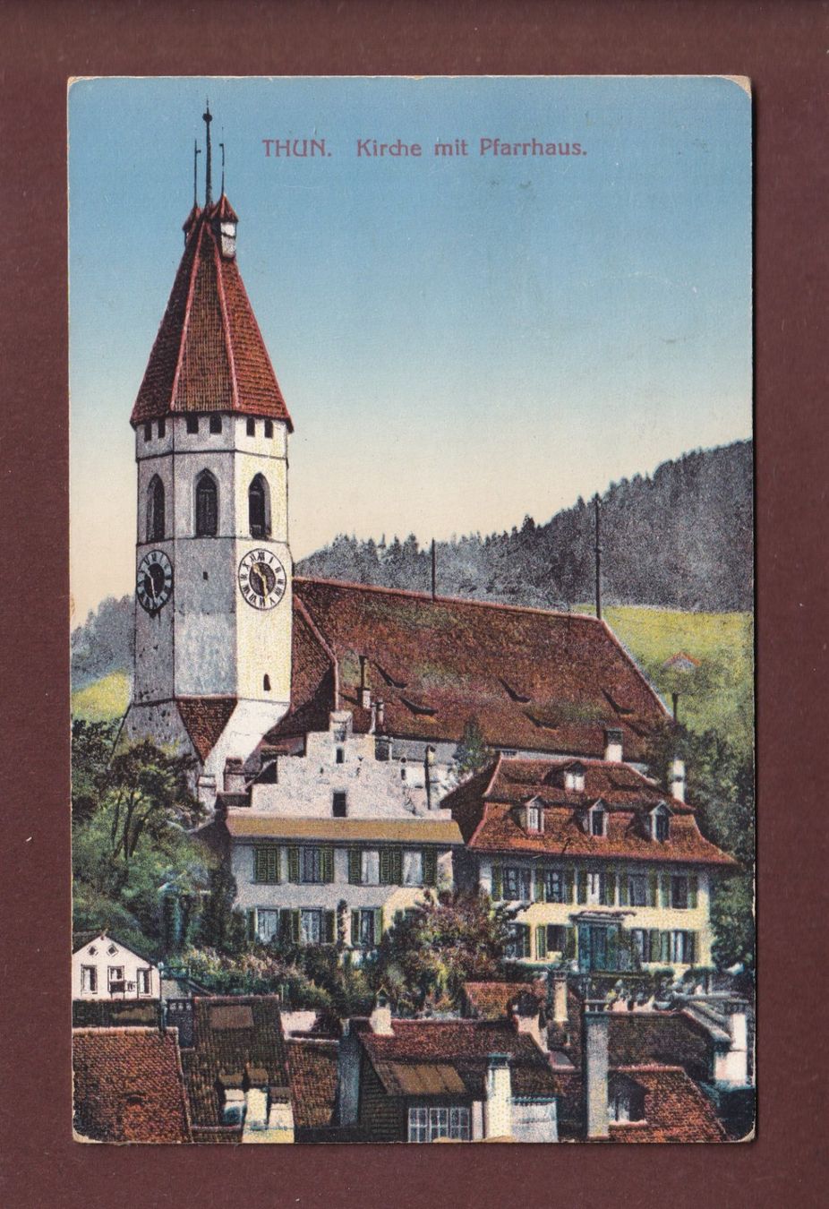 Ansichtskarten: THUN - Kirche - Pfarrhaus - 1913 – Gebraucht aus Pully von nicecards