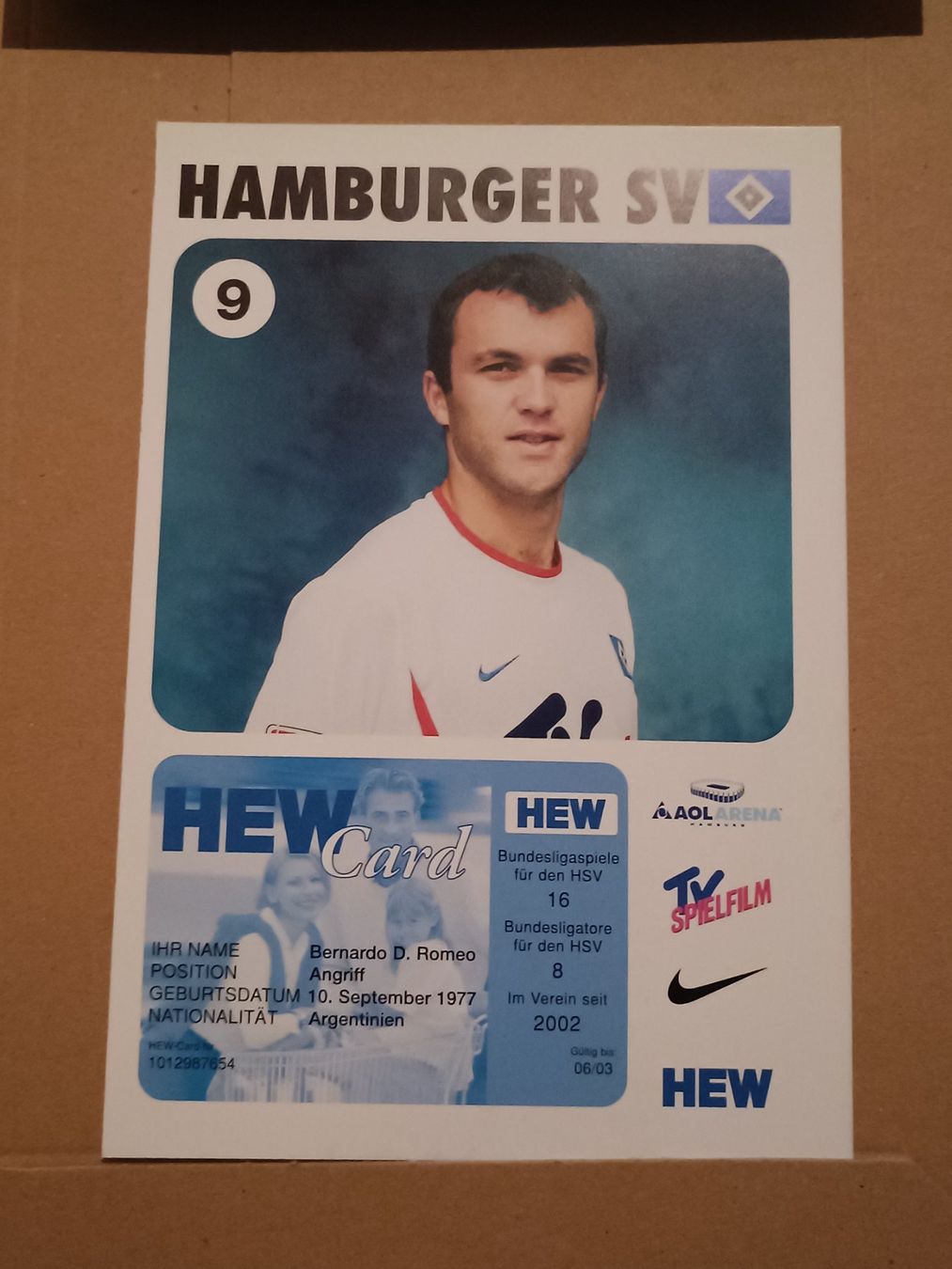 Autogramme: Bernardo D. Romeo - HSV 2003 - handsigniert – Gebraucht aus Menziken von Autogramme 1