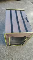 Cage de transport pour chien pliable gris-vert bon