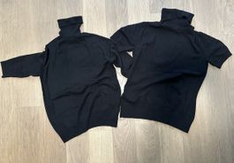 Zwei Schwarze Rollkragenpullover, kurzarm