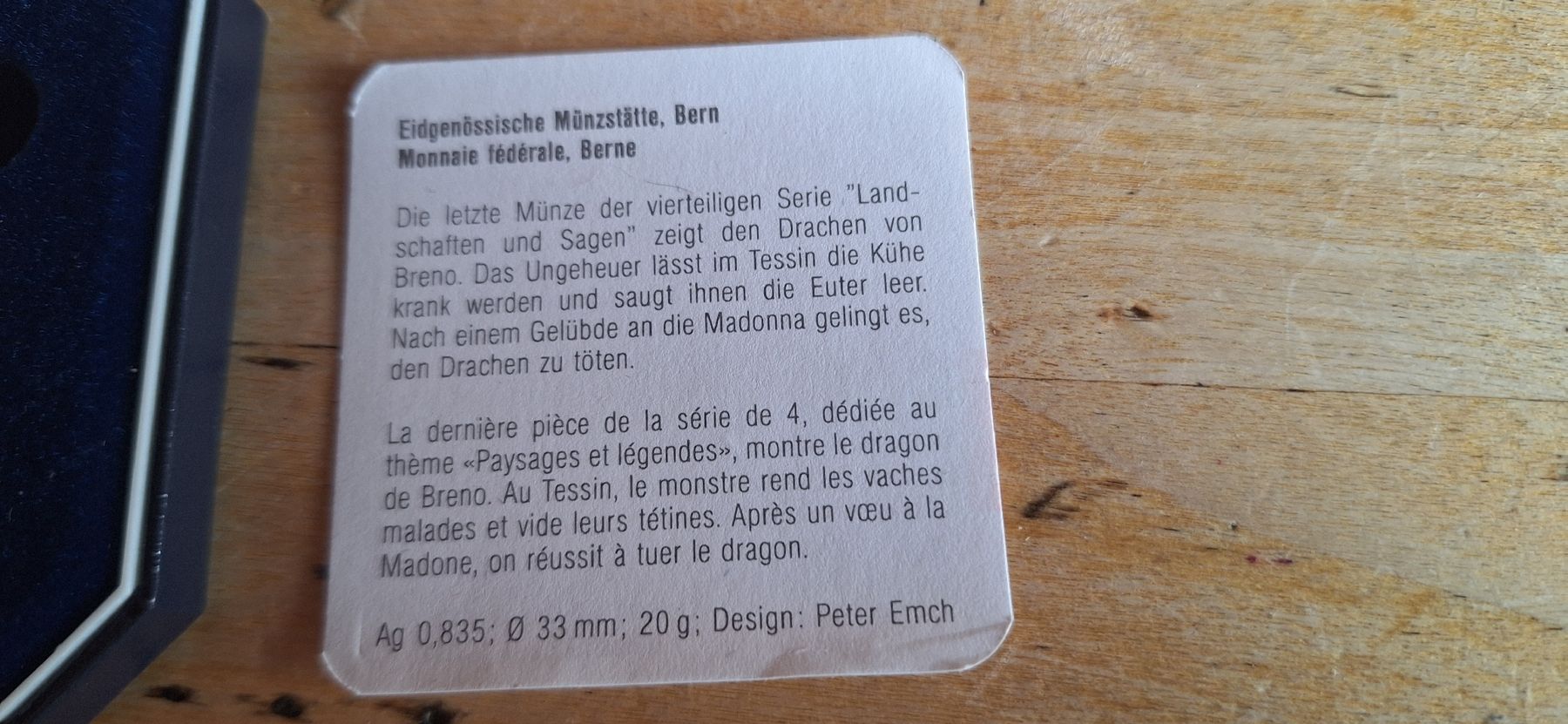 Tutti le monete: Pièce de collection Breno Dragon 1996- – Nuovo e nell'imballaggio originale da Le Sentier venduto da Loorenz 2
