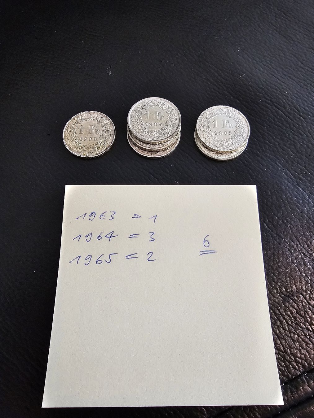 Tutti le monete: 1 Franken Silber 1963 - 1965 = 6 Stk. – Usato da Bottmingen venduto da Plemenito