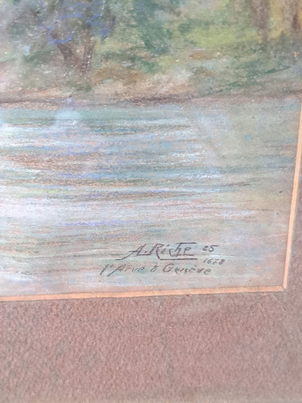 Dipinti: Bild Pastel "Bord de l'Arve à Genève" – Usato da Willisau venduto da afb123 1