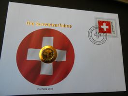 Schweiz 2019, Die Schweizerfahne, Münzbrief  1 Rappen 2002
