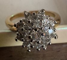 Cocktail Ring 925 Silber vergoldet mit Zirkonien 1970-1980
