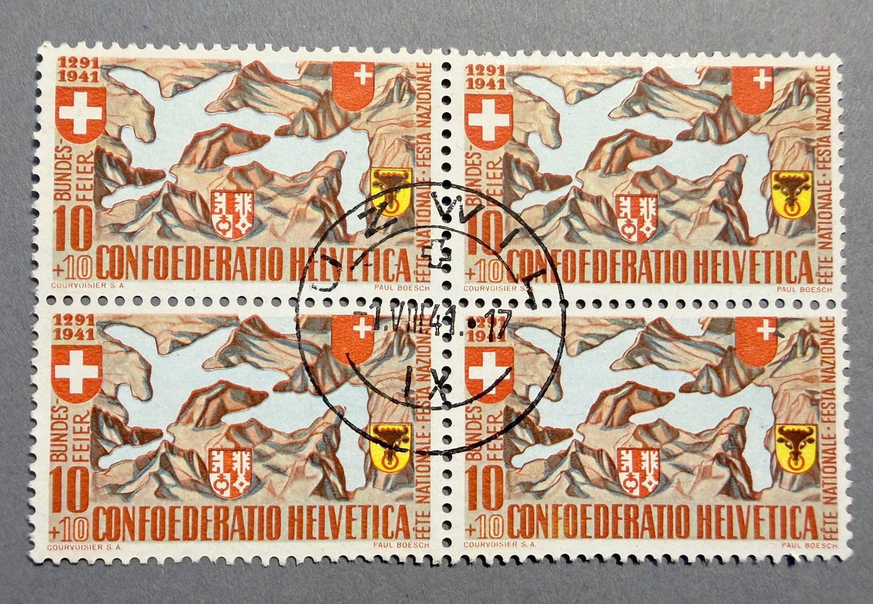 Tous les timbres: PP 13 Viererblock Stempel 1.VIII.41 – D'occasion à Steinhausen par yukon26