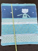 Baby Kuscheldecke blau-weiss gestreift mit Bär,gebraucht