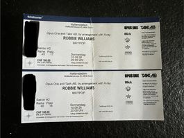 Robbie Williams 2 Tickets Hallenstadtion ZH, 10.09.2026