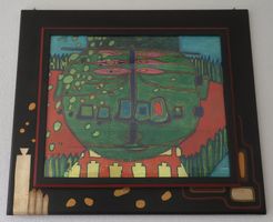 Hundertwasser, Dreiäugiger grüner Buddha mit Hut von 1963
