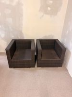 2er Set Loungesessel für Terrasse/Garten aus Polyrattan