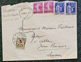 FRANCE lettre taxée Besançon - Alle (JU), 1938