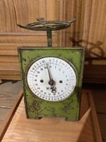 Antike grüne Vintage Küchenwaage, 10 Kilo, Deko Objekt