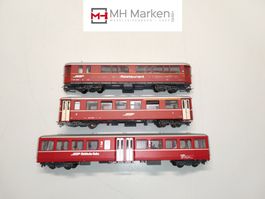 Bemo 3x diverse Personenzugwagen Rhätische Bahn H0m ohne OVP