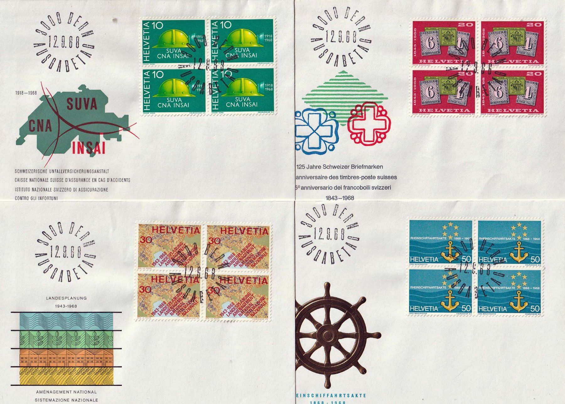 Tutti i francobolli: 1968 Brief-4erBlock-Serie FDC – Usato da Arlesheim venduto da gaugi43