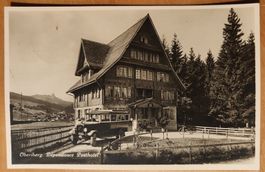 Sehr schöne Karte Post Oberiberg mit Saurer Postauto um 1935