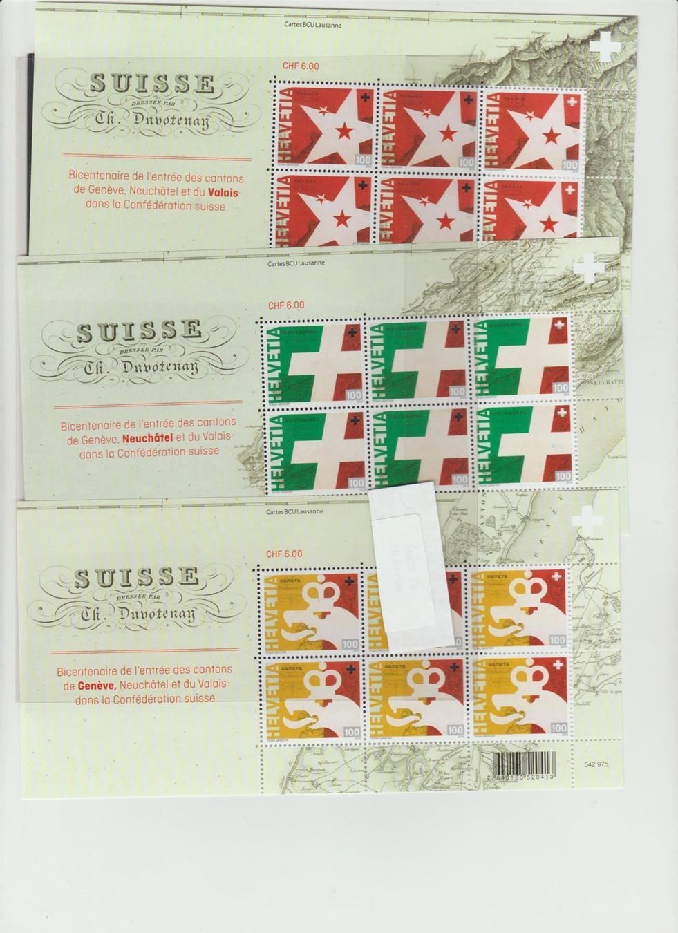 Alle Briefmarken: Genève Neuchâtel Valais 3 KB ** – Neu (gemäss Beschreibung) aus Lausanne von Whorvath