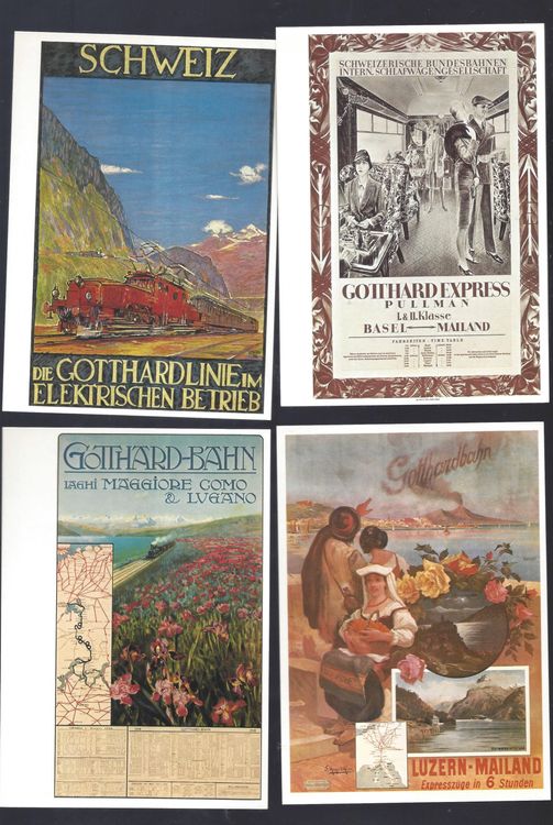Poster HQ 80x110cm Gotthard Bahn Suisse 1892 - Reproduction Vintage - Neuf