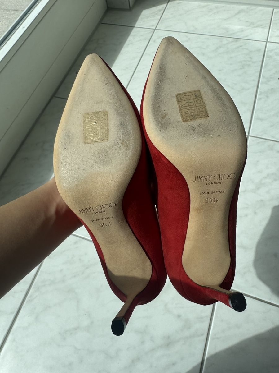 Jimmy Choo Scarpe da donna: Jimmy Choo Romy 85 Red Suede Pumps – Nuovo e nell'imballaggio originale da Uetikon am See venduto da sop_vw5x 5