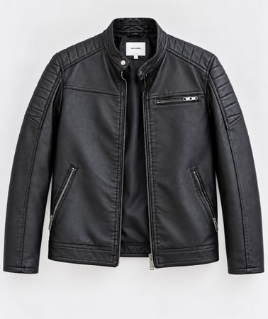 Herren Jacke Jack and Jones Kunstleder schwarz Grösse L
