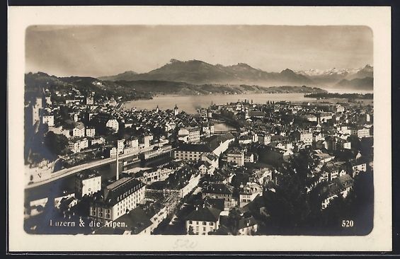 Ansichtskarten: Luzern, Totalansicht mit Alpen aus der V – Gebraucht aus Berlin von bartko-reher