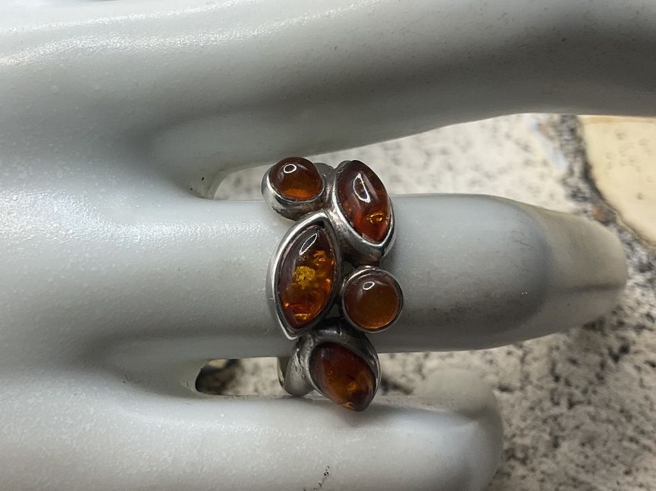 Ringe: Vintage oder antiker Silberring mit Bernstein, Gr. 55 – Gebraucht aus Luzern von S.Kern01