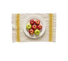 100% Leinen Tischset im Vintage-Stil mit gelben Streifen