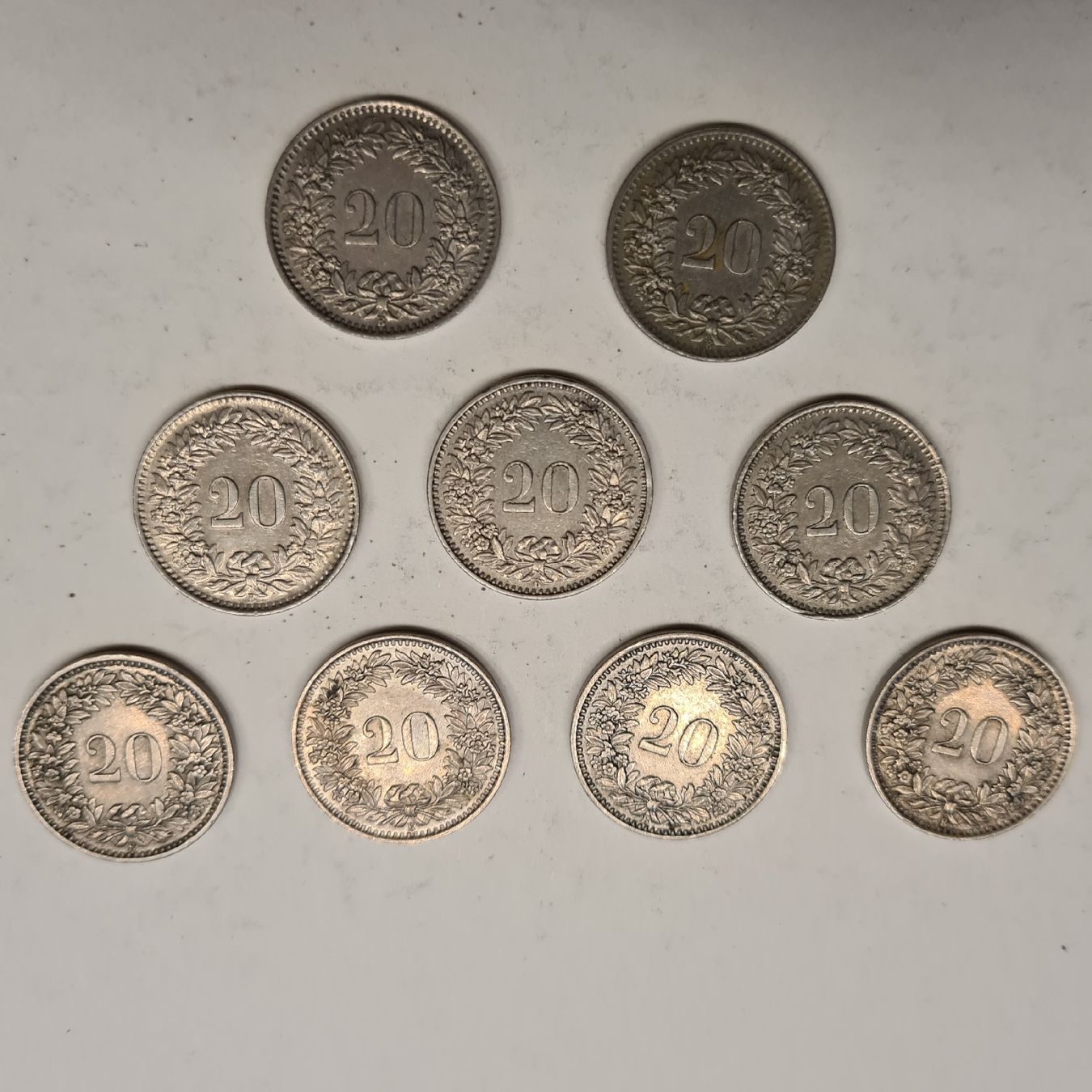 Alle Münzen: 20 Rappen 1944 - 1966 kleines Lot – Gebraucht aus Weier im Emmental von Jimmy911 1