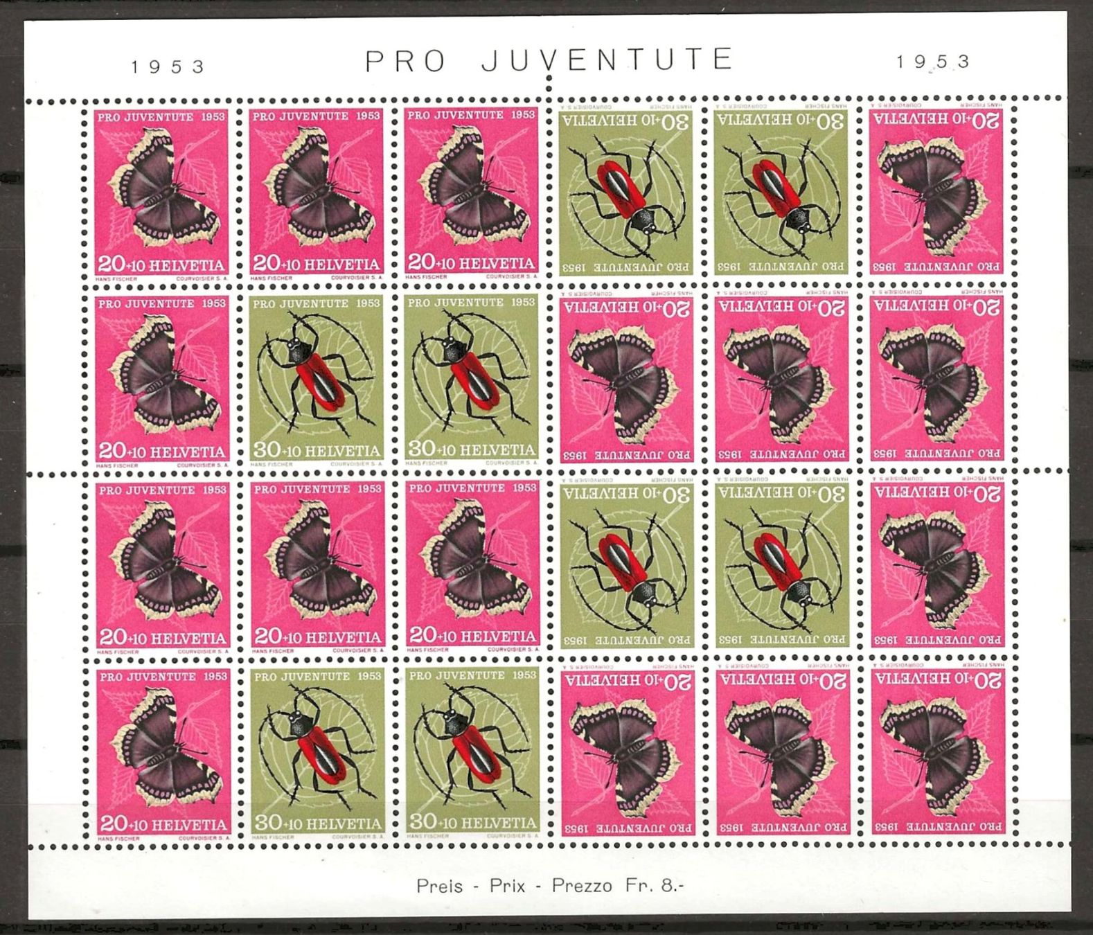 Tutti i francobolli: 1953 : PJ Kehrdruckbogen - postfrisch ** – Nuovo (secondo la descrizione) da Gümligen venduto da Geniusbuy