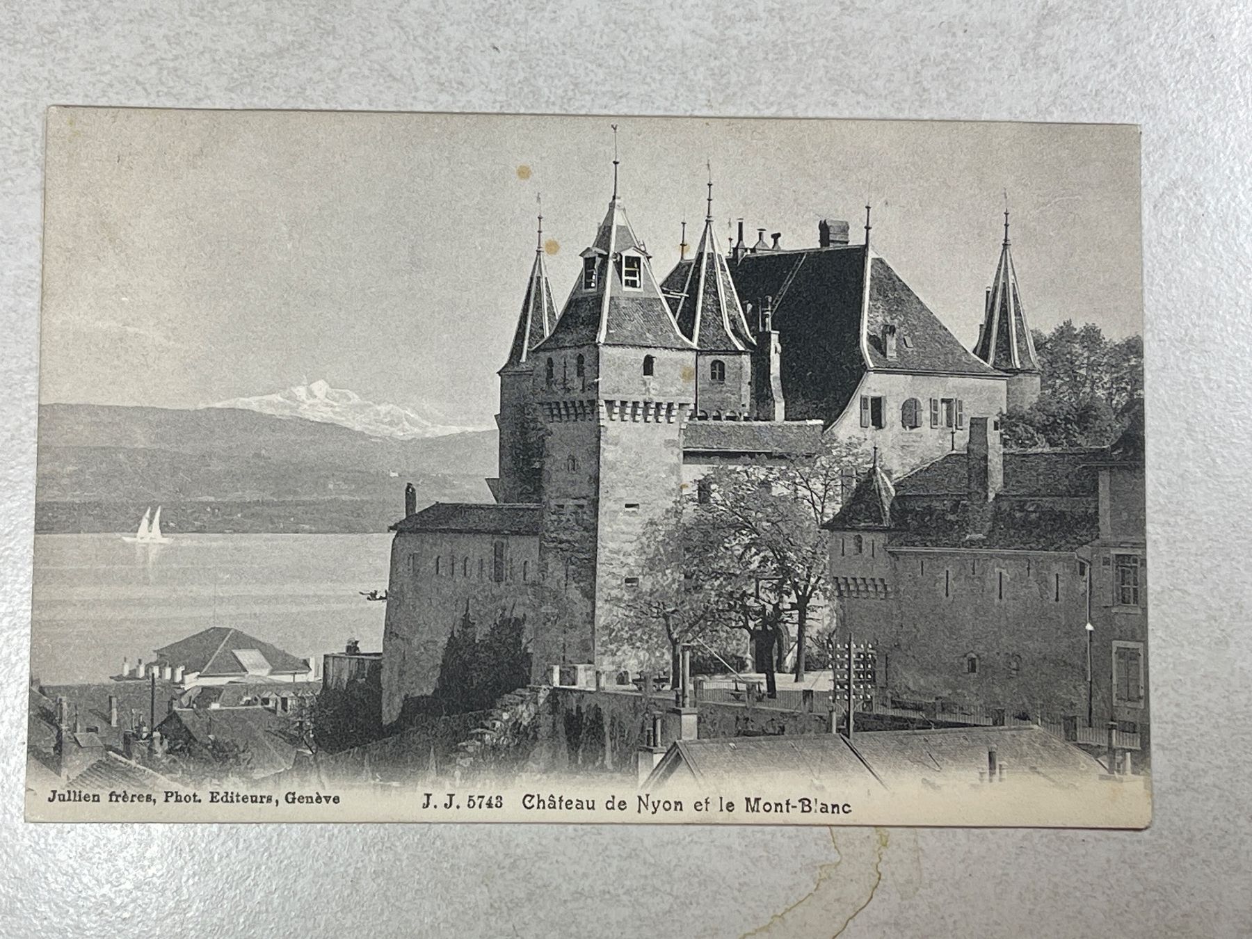 Cartoline postali: Schloss Nyon & Mont Blanc, 1906 – Usato da Strengelbach venduto da Aschatan5