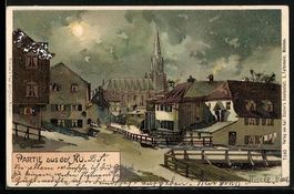 München-Au, Ortsansicht mit Kirche, Bri