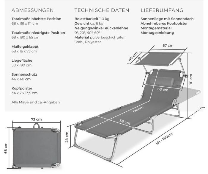 Chaises longues: Sonnenliege Chloé grau – Neuf avec emballage d'origine à Oberegg par MR-shop 2