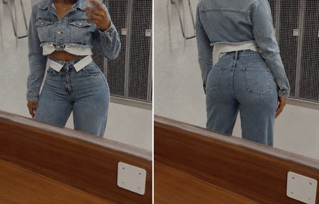 Ensemble veste et jean denim femme taille M neuf