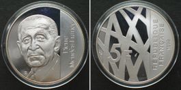 FRANCE. 5 Francs 1992, PIERRE MENDES FRANCE, Silber PP