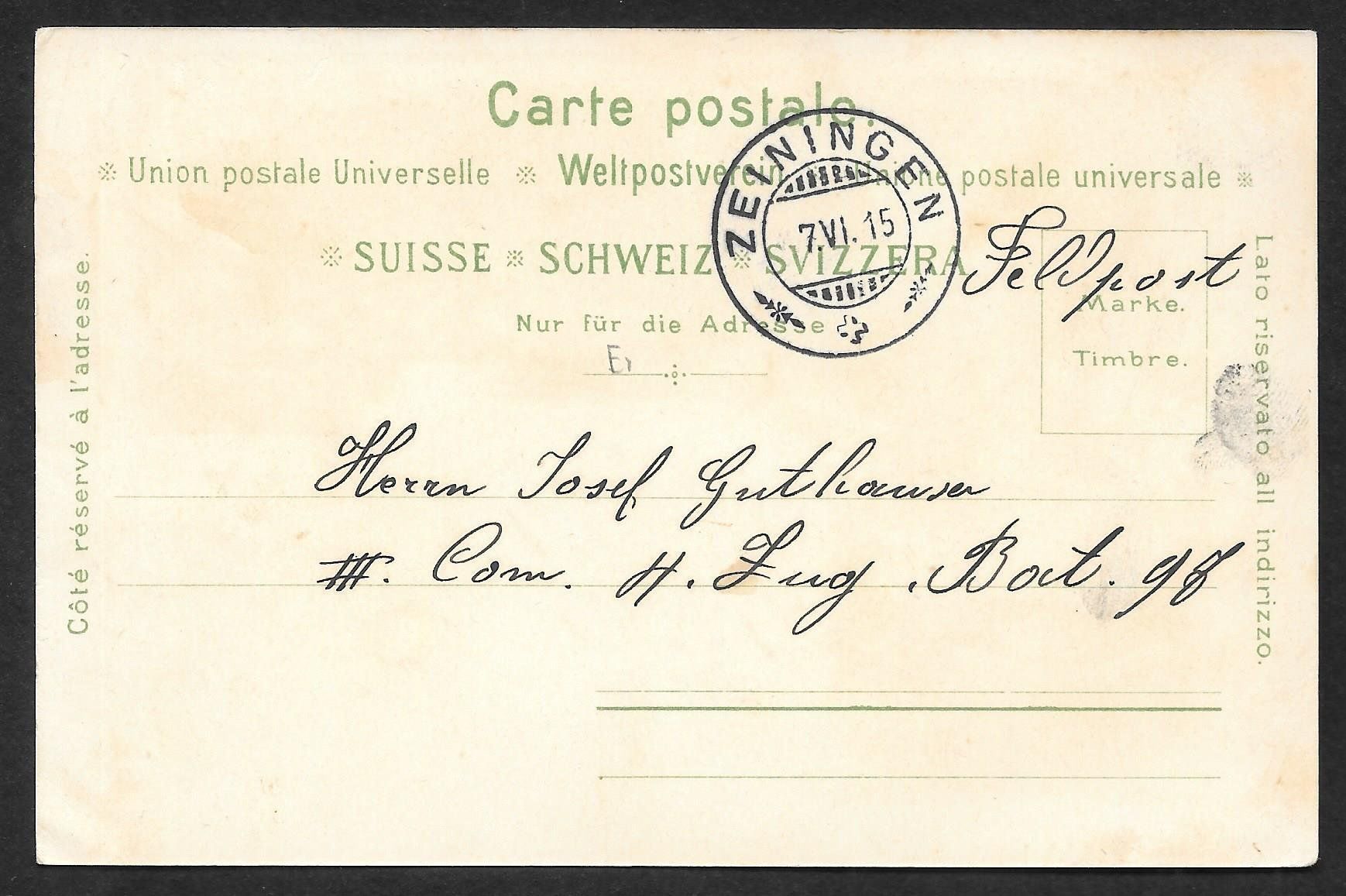 Cartoline postali: Zeiningen grüne Lithografie 3 Bilder – Usato da Olten venduto da clotaldi 1