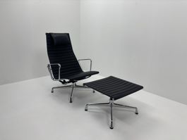 Eames Vitra EA 124, EA 125  Lounge - Nero Leder / Cuir
