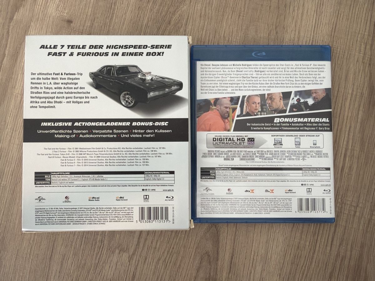 Alle DVDs: Fast&Furious 1-8 Collection BluRay – Gebraucht aus Hagendorn von masterchieff 1