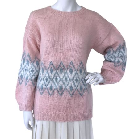Pullover Gr. S/M/L one size handgestrickt rosa VINTAGE 1970s