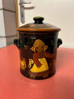 Keramiktopf mit Deckel ‚Markiert Bauernmotiv HandwerkSchweiz