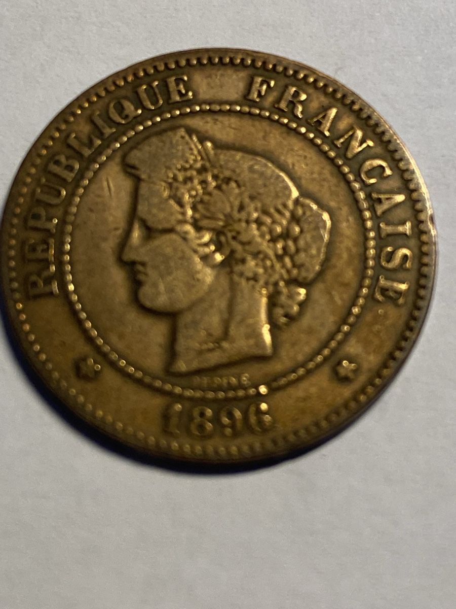 Alle Münzen: France, 5 centimes 1896 bronze – Gebraucht aus Corsier-sur-Vevey von Ginoarturo