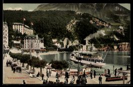 AK Brunnen /Vierwaldstättersee, Schiffsanlegestelle und Seep