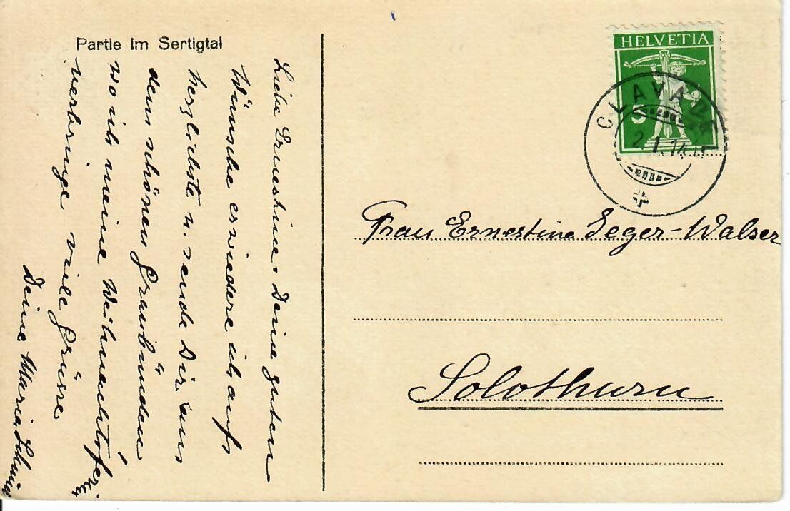 Cartoline postali: Partie im Sertigtal 1914 – Usato da Hochdorf venduto da Ziegel-16 1