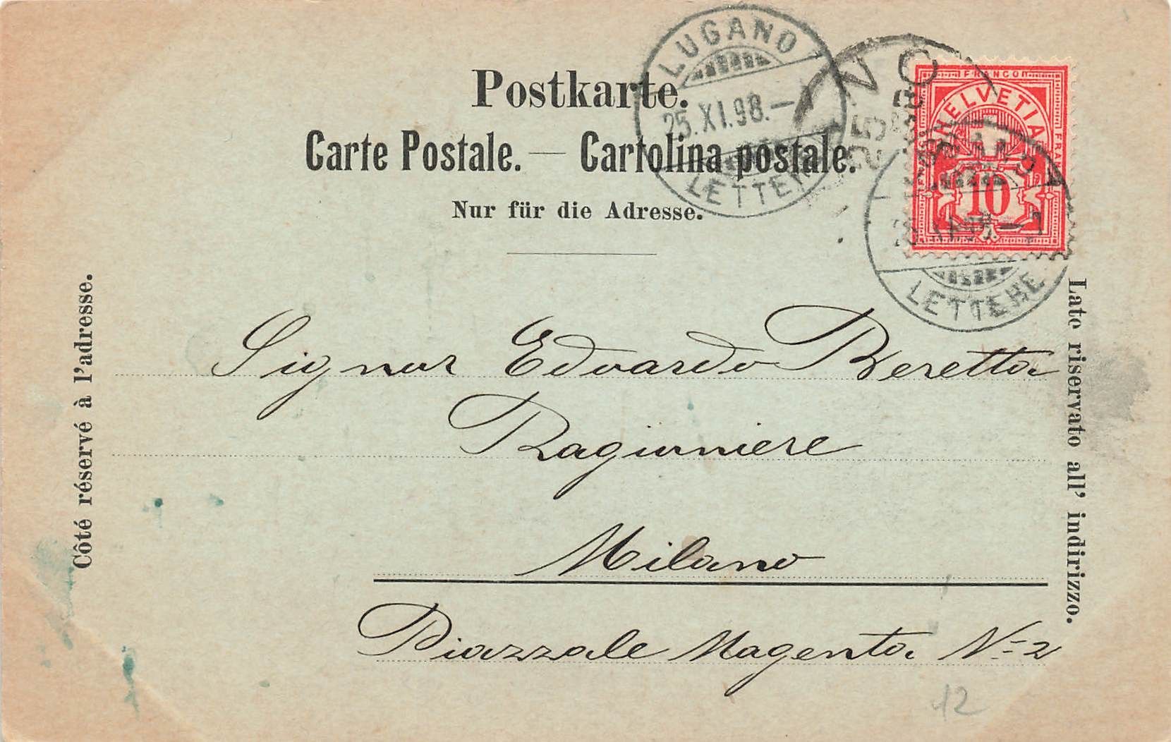 Ansichtskarten: Lugano TI Lugano dal Paradiso 1898 – Gebraucht aus Biasca von Blenio71 1
