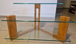 TV-Möbel Holz und Glas zwei Ebenen gebrauchter Zustand