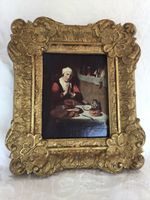 Altes schönes Bild mit Öldruck Portrait im Barockstil