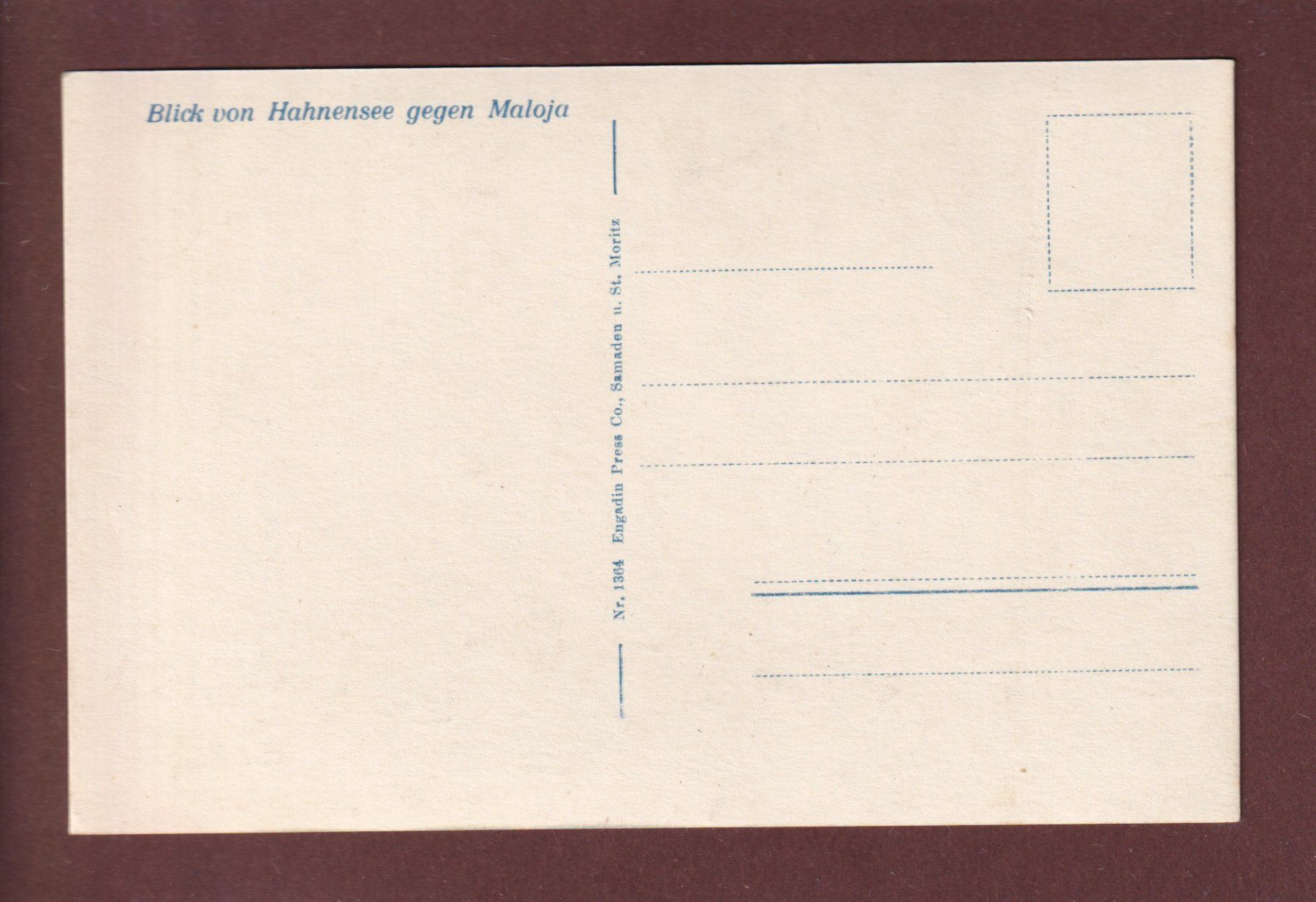 Cartoline postali: Blick von HAHNENSEE gegen Maloja – Usato da Pully venduto da nicecards 1
