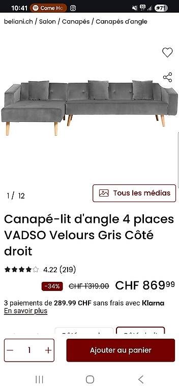 Divani: Canapé-lit d'angle – Usato da Echallens venduto da Youpi
