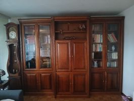 Meuble TV/bibliothèque en bois massif et horloge!
