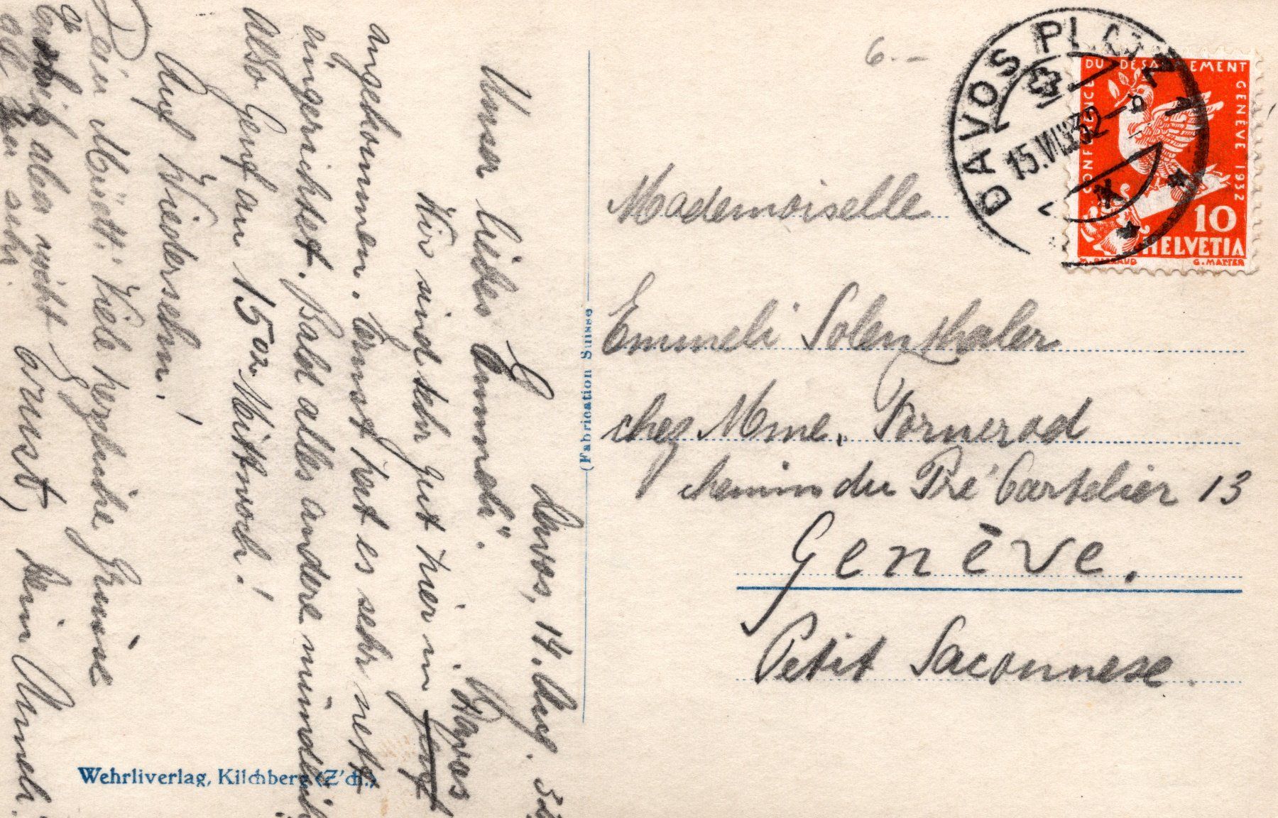 Cartoline postali: 0074 - Postkarte / Ansichtskarte - Davos Davosersee – Usato da Reinach BL venduto da Boston-Verkauf 1