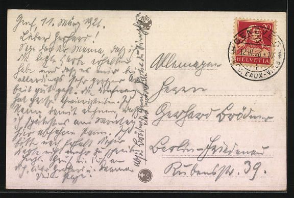 Ansichtskarten: AK Genève, Place du Molard, 1926 – Gebraucht aus Berlin von bartko-reher 1