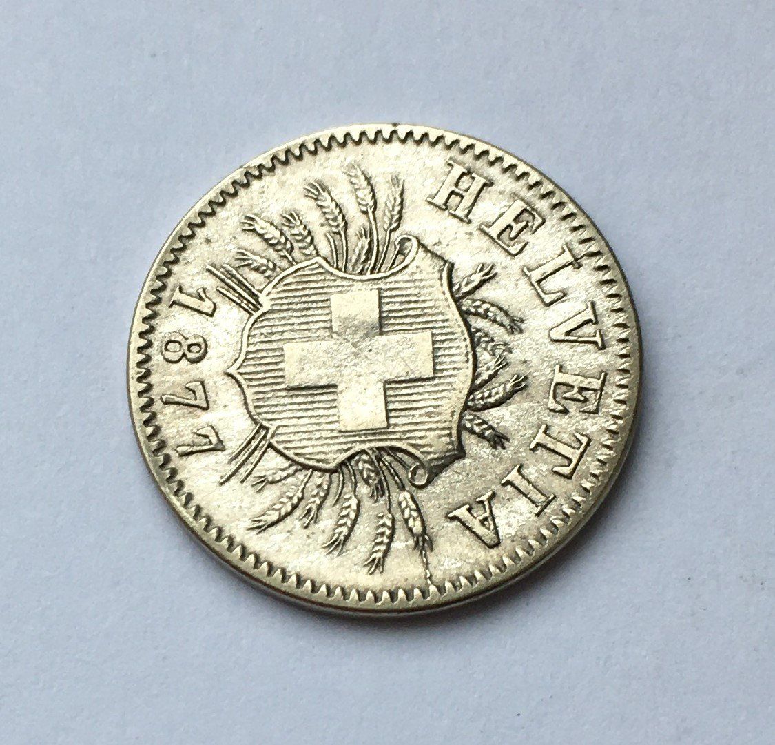 Tutti le monete: 1877 5 Rappen vz+ – Usato da Kirchberg SG venduto da Z-Collection 1